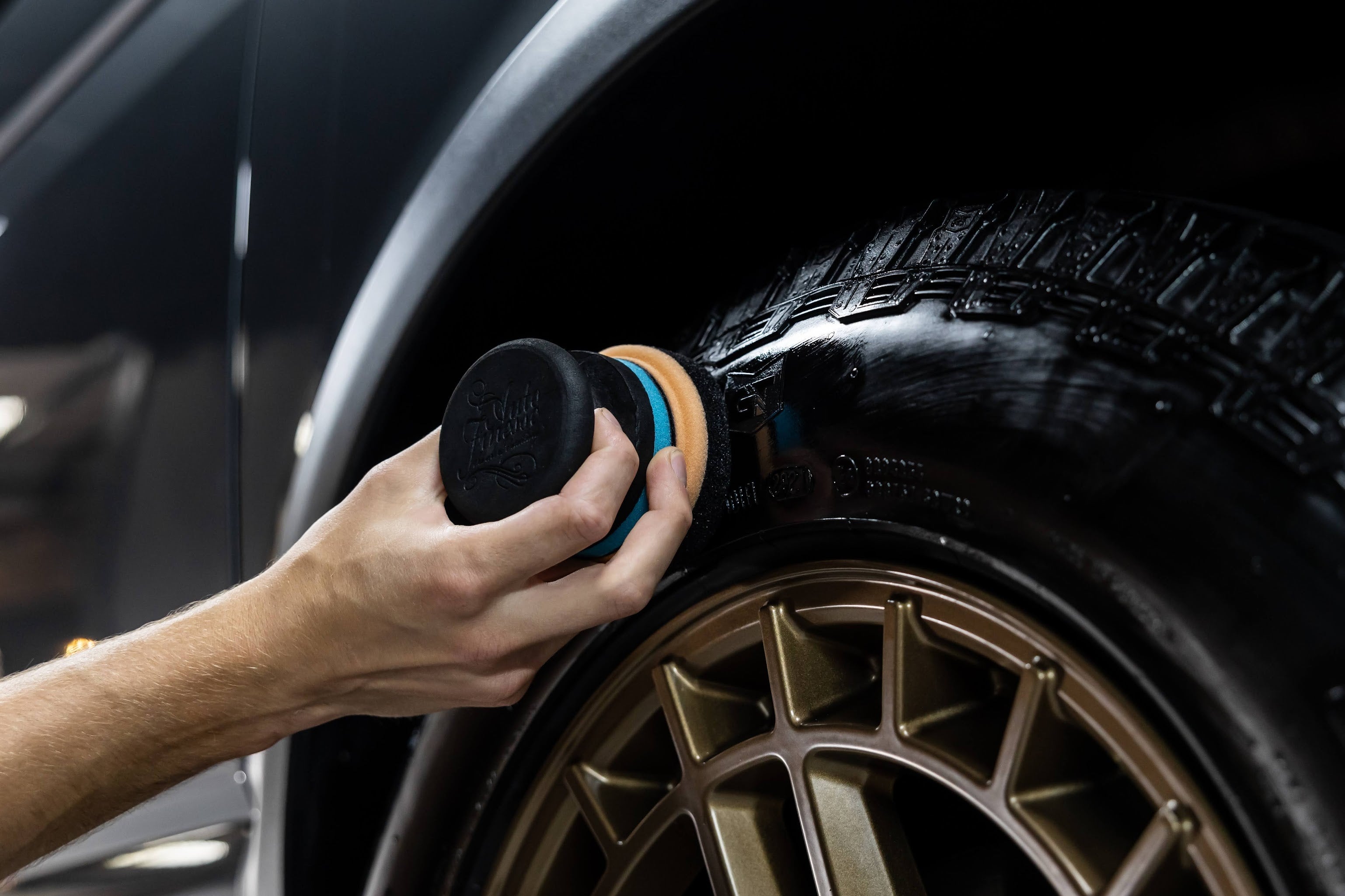 Applying Gloss Tyre Dressing To Tyre