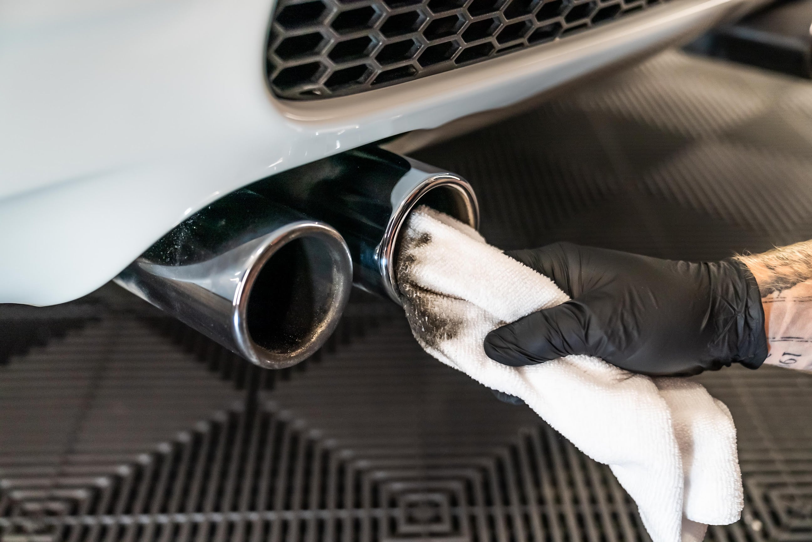 Cleaning Car with Microfibre Cloth