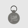 Round Leather Key Ring Grey