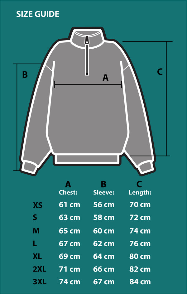 The Essential 1/4 Zip | Product Sizes